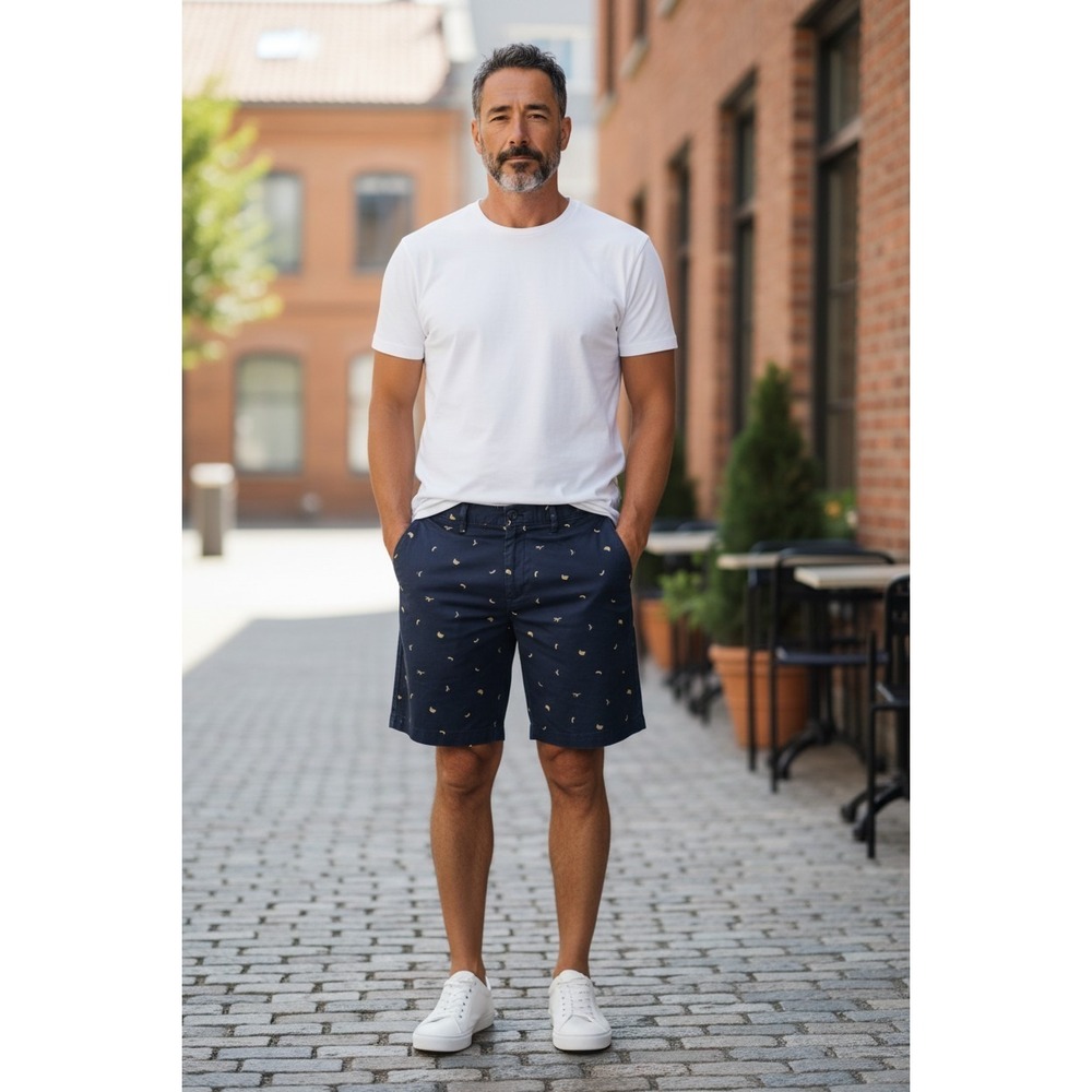 Banana Republic Mens Navy Blue Banana Aiden Cotton Stretch Bermuda‎ Shorts SZ 32